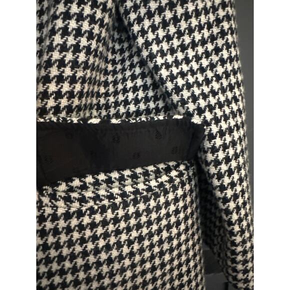 Vintage Houndstooth Wool Good Work Clothes Long Coat Black White Size 12 - Picture 10 of 11